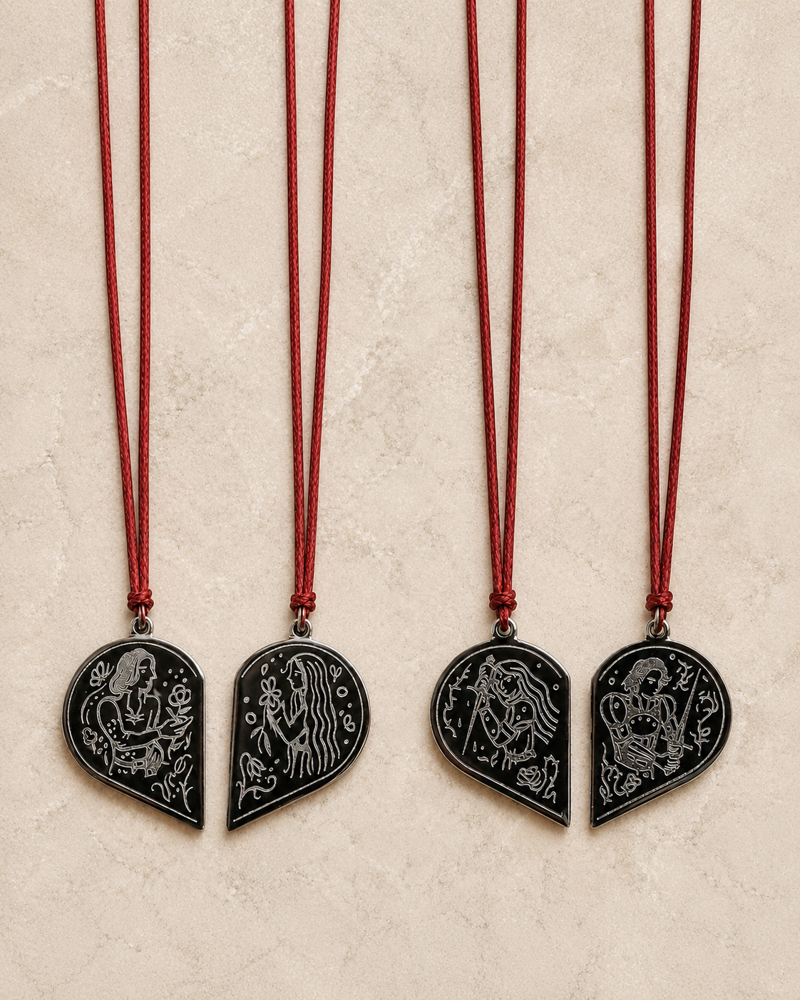 “As One” - Titanium Couples Pendant Set